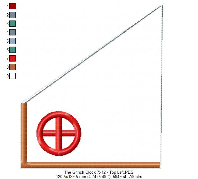 The Grinch Clock Ornament - ITH Project - Machine Embroidery Design