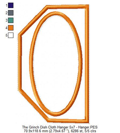 The Grinch Dish Cloth Hanger Set - ITH Project - Machine Embroidery Design