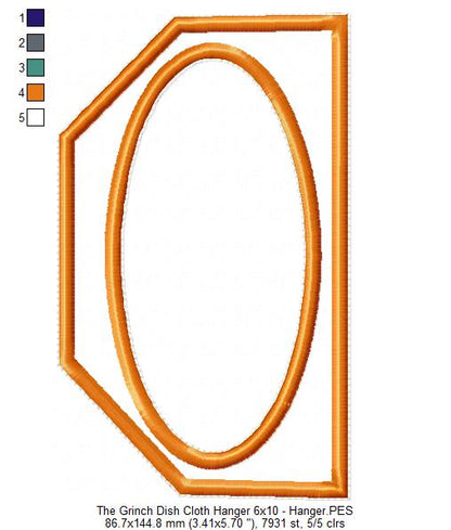 The Grinch Dish Cloth Hanger Set - ITH Project - Machine Embroidery Design