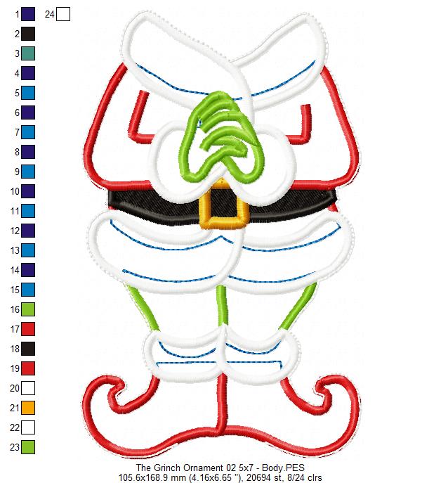 Grinch Ornament - ITH Project - Machine Embroidery Design – DooBeeDoo ...
