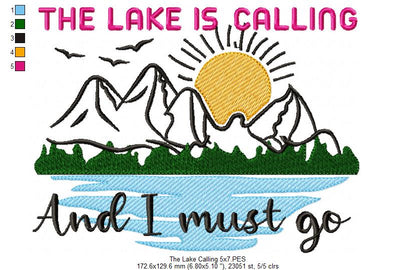 The Lake is Calling and I Must Go - Fill Stitch - Machine Embroidery Design