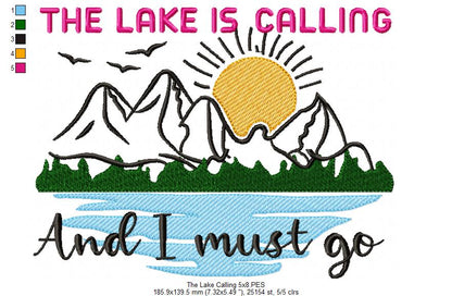 The Lake is Calling and I Must Go - Fill Stitch - Machine Embroidery Design