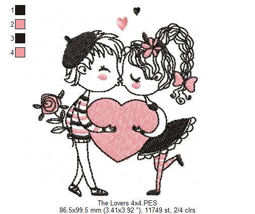 The Lovers - Fill Stitch - Machine Embroidery Design