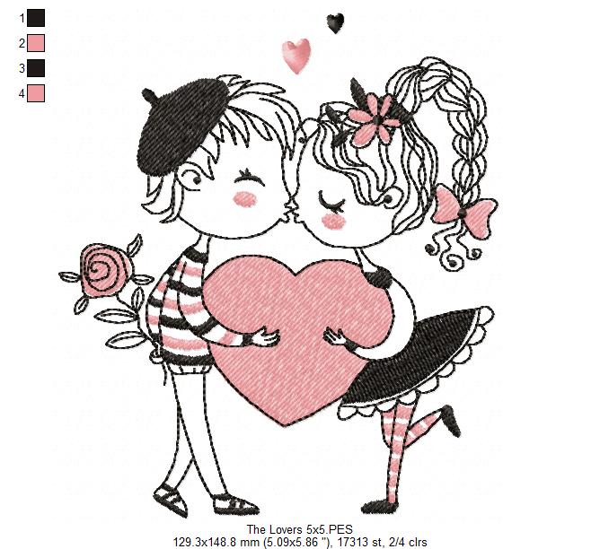 The Lovers - Fill Stitch - Machine Embroidery Design