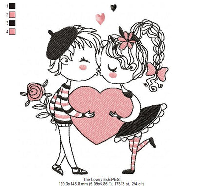 The Lovers - Fill Stitch - Machine Embroidery Design