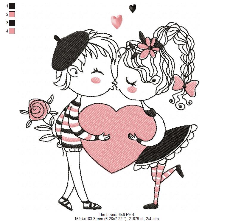 The Lovers - Fill Stitch - Machine Embroidery Design