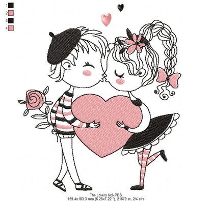 The Lovers - Fill Stitch - Machine Embroidery Design