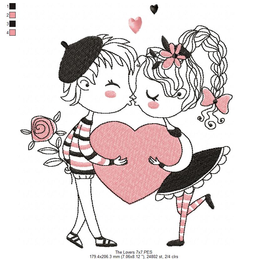 The Lovers - Fill Stitch - Machine Embroidery Design