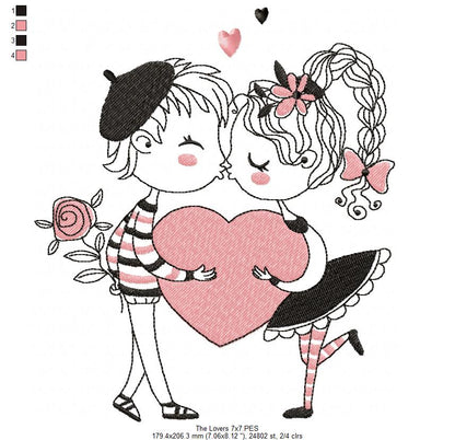 The Lovers - Fill Stitch - Machine Embroidery Design