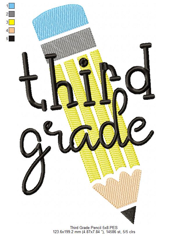 Third Grade Pencil - Rippled Stitch
