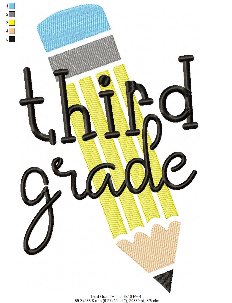 Third Grade Pencil - Rippled Stitch