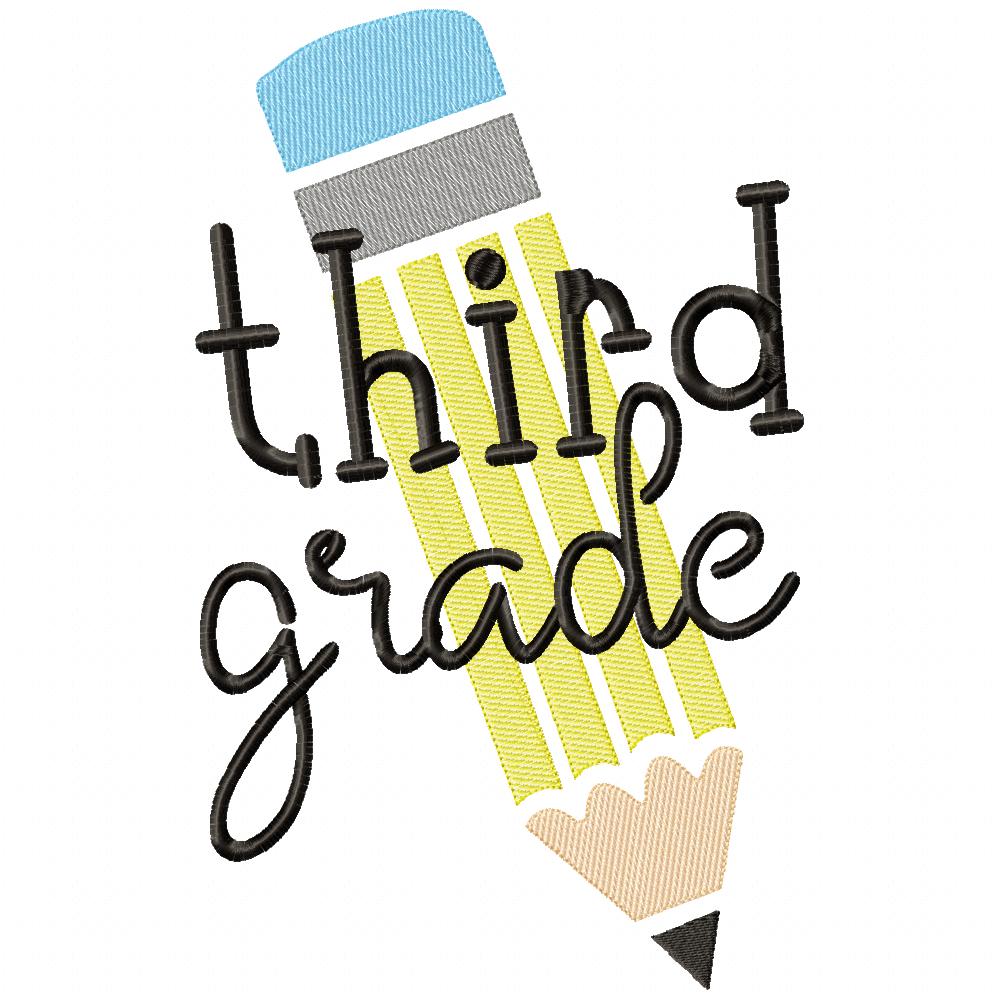 Pre-K to 6th Grade Pencil - Rippled Stitch - Set of 8 designs