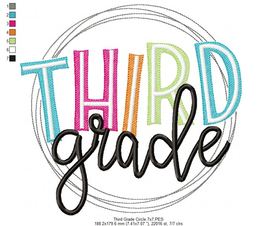 Third Grade Circle - Fill Stitch - Machine Embroidery Design