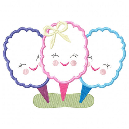 Three Sweet Cotton Candies - Applique