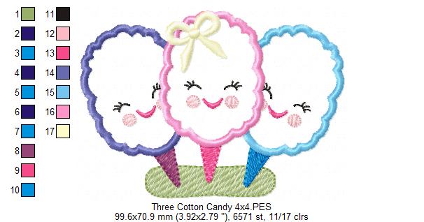 Three Sweet Cotton Candies - Applique