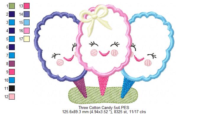 Three Sweet Cotton Candies - Applique