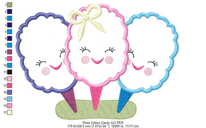 Three Sweet Cotton Candies - Applique