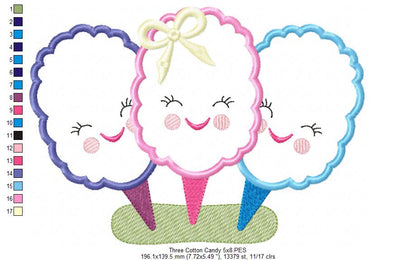 Three Sweet Cotton Candies - Applique