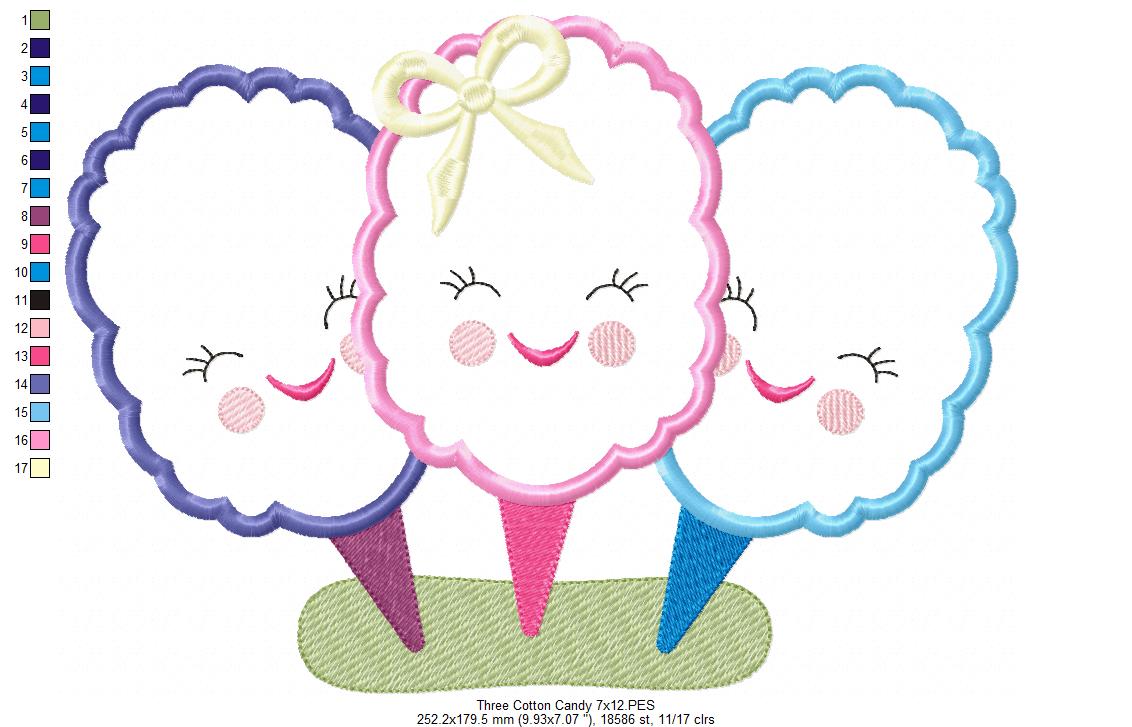 Three Sweet Cotton Candies - Applique