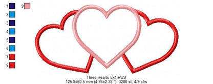 Three Hearts Trio - Applique Embroidery
