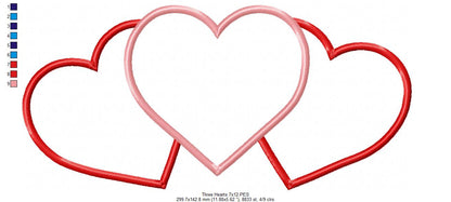 Three Hearts Trio - Applique Embroidery