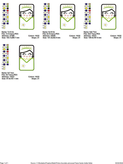 Tiana Princess Candy Holder - ITH Project - Machine Embroidery Design
