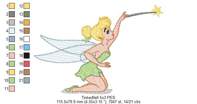 Princess Tinkerbell - Fill Stitch - Machine Embroidery Design