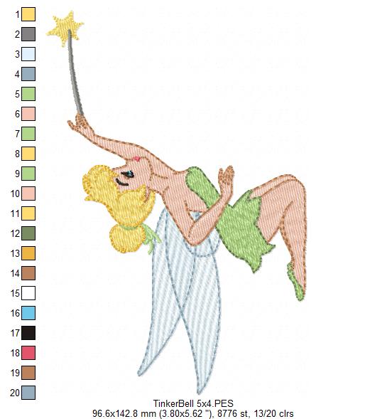 Princess Tinkerbell - Fill Stitch - Machine Embroidery Design