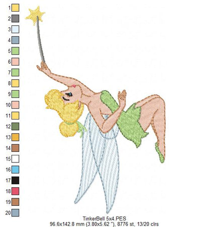 Princess Tinkerbell - Fill Stitch - Machine Embroidery Design