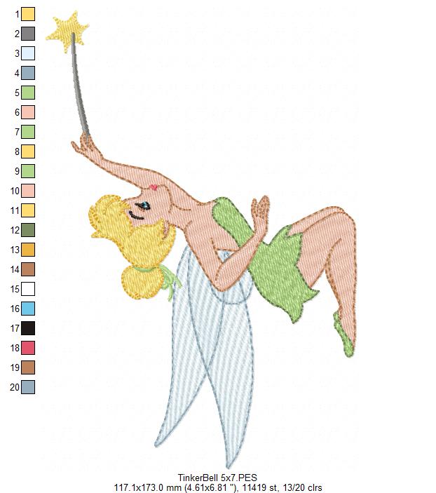 Princess Tinkerbell - Fill Stitch - Machine Embroidery Design