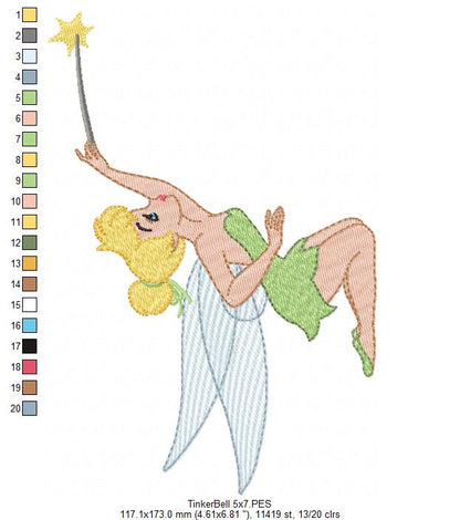 Princess Tinkerbell - Fill Stitch - Machine Embroidery Design