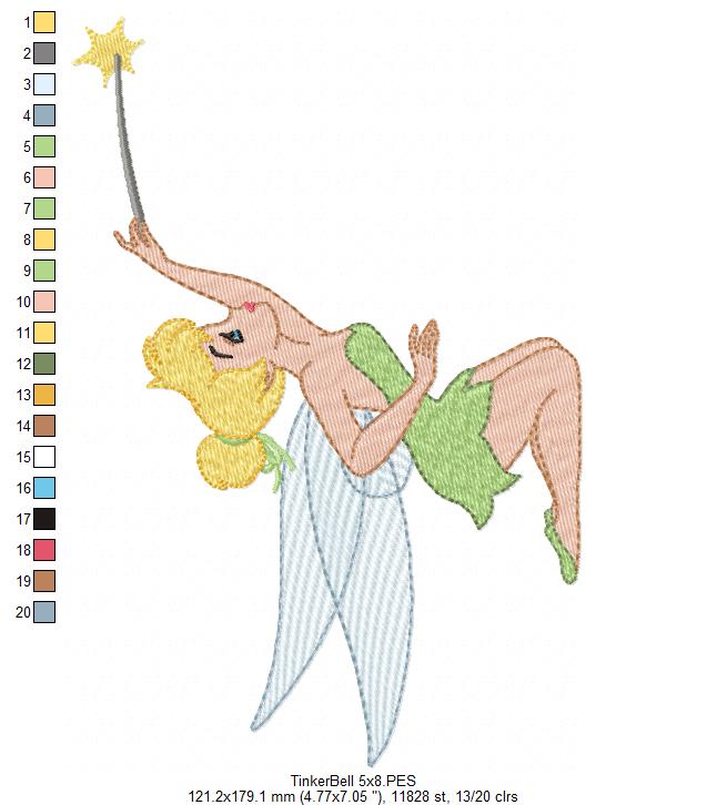 Princess Tinkerbell - Fill Stitch - Machine Embroidery Design