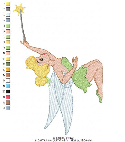 Princess Tinkerbell - Fill Stitch - Machine Embroidery Design