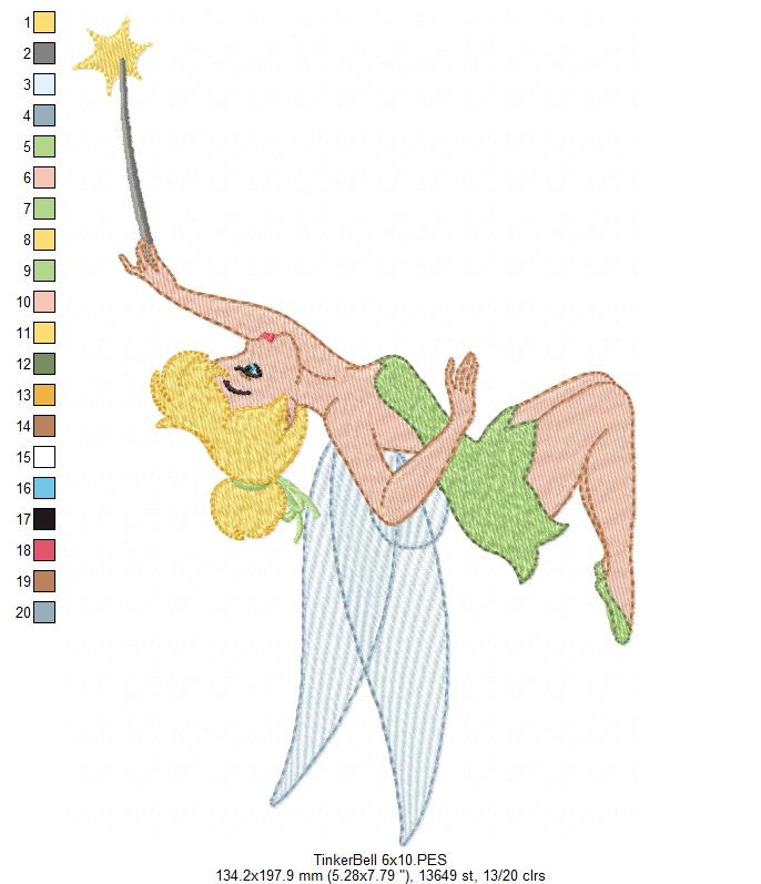 Princess Tinkerbell - Fill Stitch - Machine Embroidery Design