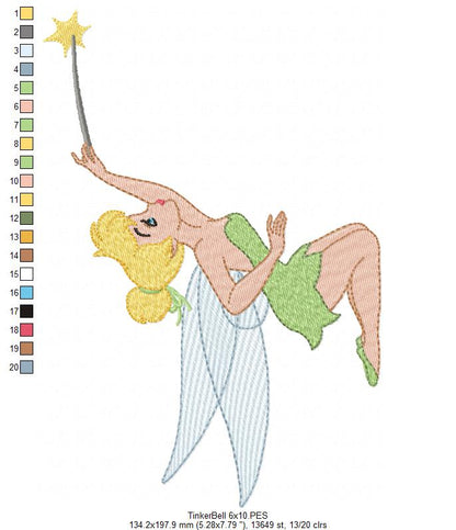 Princess Tinkerbell - Fill Stitch - Machine Embroidery Design