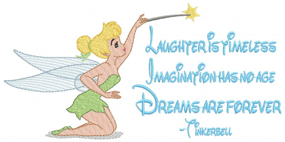 Fairy Tinkerbell and Sayings - Fill Stitch - Machine Embroidery Design