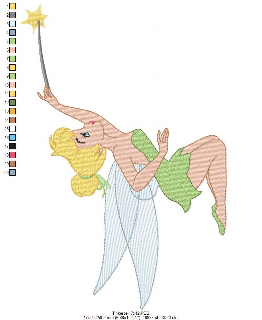Princess Tinkerbell - Fill Stitch - Machine Embroidery Design