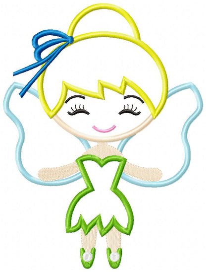 Fairy Tinkerbell Cute - Applique - Machine Embroidery Design
