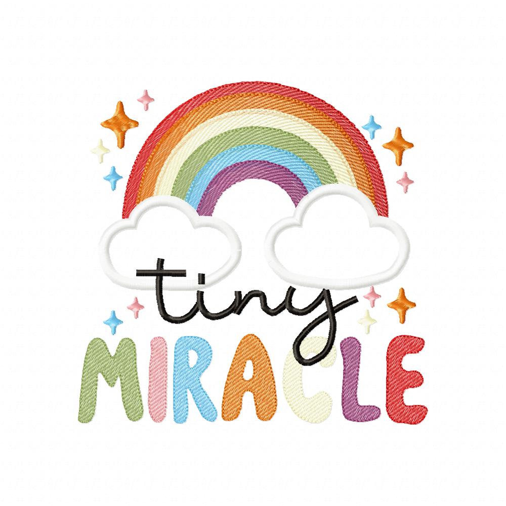 Tiny Miracle Rainbow and Clouds - Rippled Stitch - Machine Embroidery Design
