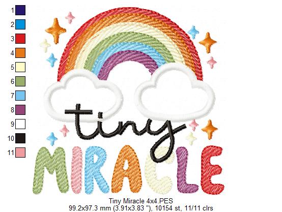 Tiny Miracle Rainbow and Clouds - Rippled Stitch - Machine Embroidery Design