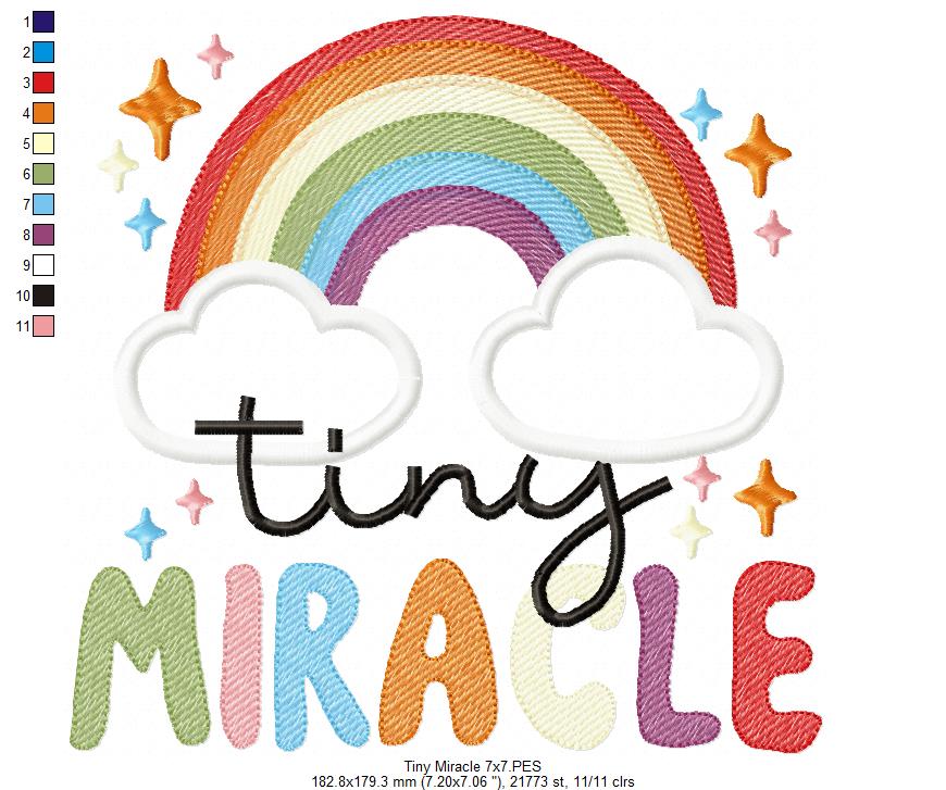 Tiny Miracle Rainbow and Clouds - Rippled Stitch - Machine Embroidery Design