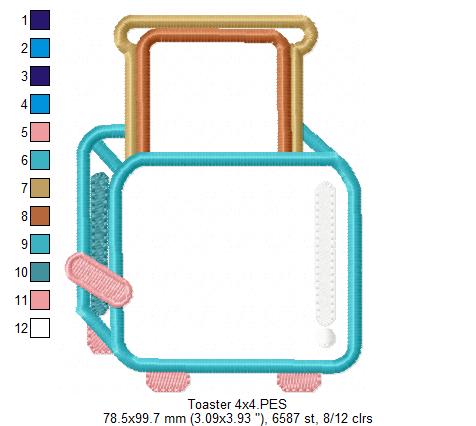 Breakfast Toaster - Appliqué - Machine Embroidery Design