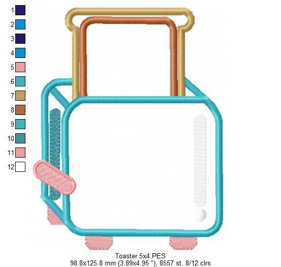 Breakfast Toaster - Appliqué - Machine Embroidery Design