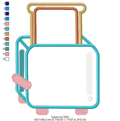 Breakfast Toaster - Appliqué - Machine Embroidery Design