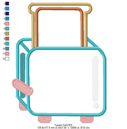 Breakfast Toaster - Appliqué - Machine Embroidery Design