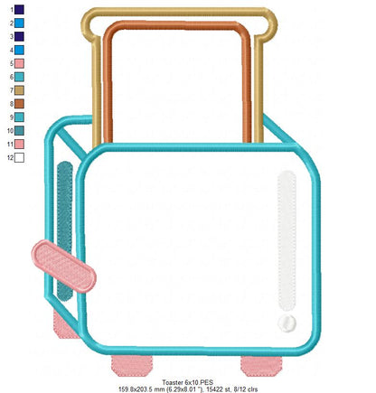 Breakfast Toaster - Appliqué - Machine Embroidery Design