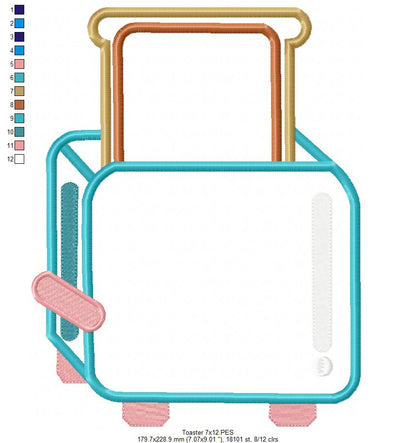 Breakfast Toaster - Appliqué - Machine Embroidery Design
