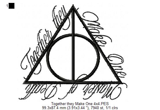 Together They Make One Deathly Hallows - Fill Stitch - Machine Embroidery Design