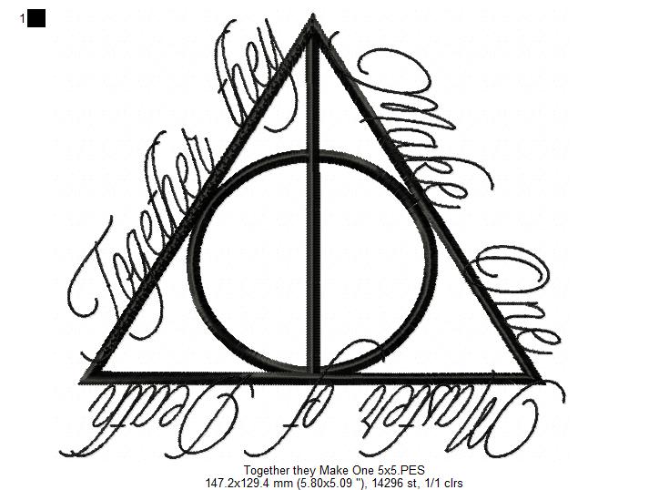Together They Make One Deathly Hallows - Fill Stitch - Machine Embroidery Design