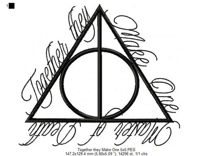 Together They Make One Deathly Hallows - Fill Stitch - Machine Embroidery Design